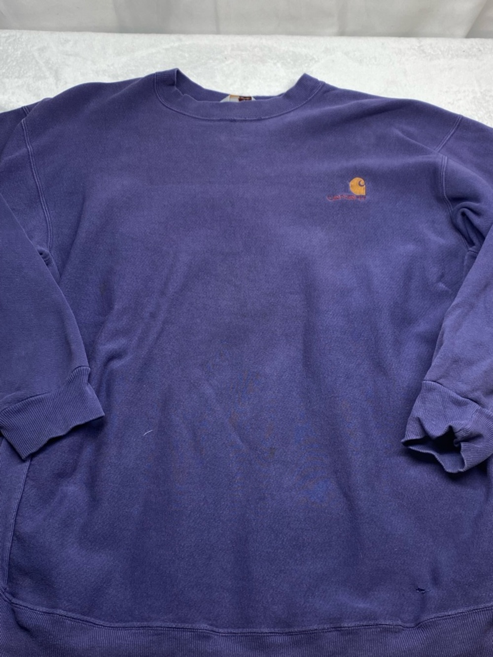 Vintage 80s Carhartt Sweatshirt Mens Xl-XXL  Blue Crewneck Rugged Outdoor Wear